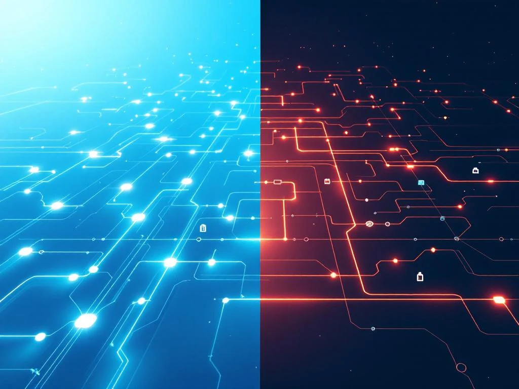 Moderne elektriciteitsnetwerk illustratie toont normale blauwe energiestromen links en oranje congestie met storing rechts